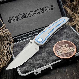 Sharknivco Waka Grey Glass w/Blue Accents ZirBlast RWL34 Blade
