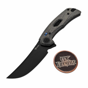 Reate Knives PL-7 Black Micarta Button Lock Flipper Nitro-V PVD