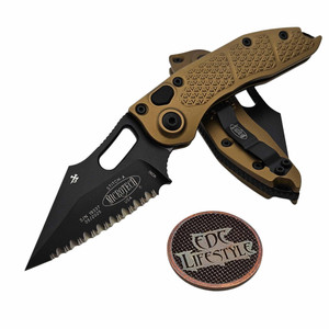 Microtech Borka Auto Stitch S/E 169-3TA Tan Black Standard Full Serrated