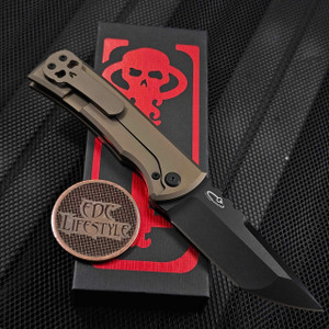 Chaves Knives Redencion 229 Kickstop Titanium Stonewash Bronze Ano 3.625" M390 Chisel Tanto Blade Chaves Knives Redencion 229 Kickstop Titanium Stonewash Bronze Ano 3.625" M390 Chisel Tanto Blade