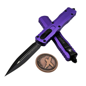 Microtech 227-1PU Purple Dirac Delta Black Standard 3.8" Double Edge