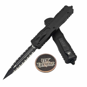 Microtech Dirac Delta Black 3.75" D/E Double Full Serrated Tactical 227-D3T By Edc Lifestyle