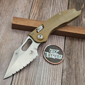 Microtech Stitch Ram-Lok 169RL-12GTTA Tan G-10 Full Serrated Stonewash - Preowned