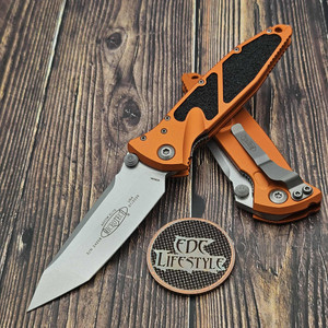 Microtech Socom Elite Manual 161-10OR Orange Tanto Edge Stonewash