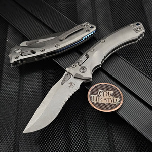 Microtech Amphibian Ram-Lok 137RL-10MS2 Titanium Slab Stonewash