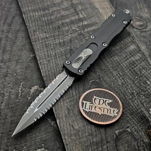 Microtech 227-D12AP Dirac Delta Black D/E Apocalyptic Double Full Serrated Grenade S/N 16384