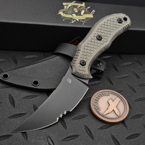 Bastinelli Chopper Fixed Blade Black Micarta PVD Combo Serrated