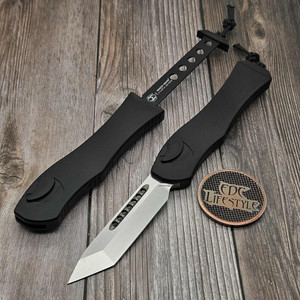 Heretic Knives Hydra V4 Black Single Action 3.75" T/E Stonewash Magnacut H406-2A