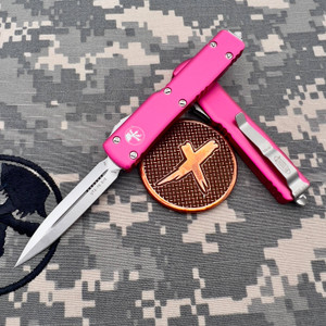 Microtech UTX-70 147-10PK Pink Double Edge Stonewash