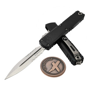 Microtech Ultratech Gen IV Black D/E Partial Serrated 3.55" M390MK Stonewash 11224-11