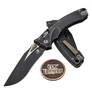 Microtech Amphibian Ram-Lok 137RL-1FLDBK Distressed Black Fluted Aluminum