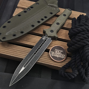 Heretic Nephilim Green G10 Handle Battleworn Black Blade H003-8A-GRN