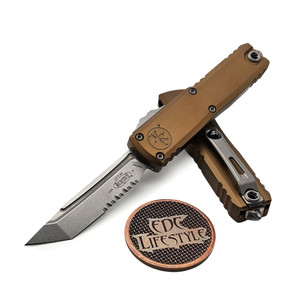Microtech UTX-85 Gen IV Tan T/E 3.10" Stonewash 12334-11TA Partial Serrated