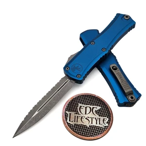 Microtech Hera II Mini Blue 2.90" D/E Full Serrated Apocalyptic 1702M-12APBL By Edc Lifestyle