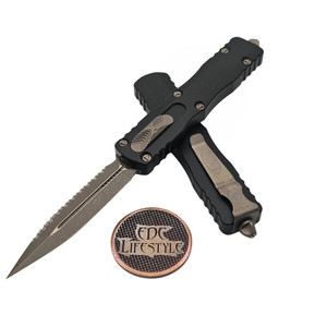 Microtech Dirac Delta Black 3.75" D/E Full Serrated Bronze Apocalyptic 227-15 By Edc Lifestyle