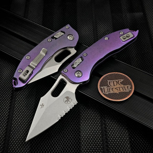 Microtech Stitch Ram-Lok 169RL-11MS5 Purple Haze Titanium Slab Side Partial Serrated Stonewash Purple Ti Accent Marfione Select