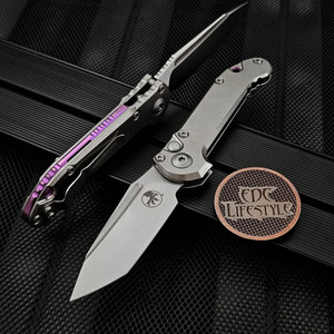 Microtech LUDT Titanium Slab Side T/E Stonewash 1136-10MS5 Purple Ti Accent