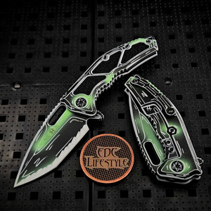 Heretic Medusa Manual Tanto Negative Cel Shade Toxic Green UV Reactive 3" Magnacut H009-NCS-TX-CS-OG