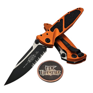 Microtech Socom Elte Manual 160-2OR Orange S/E Partial Serrated Black