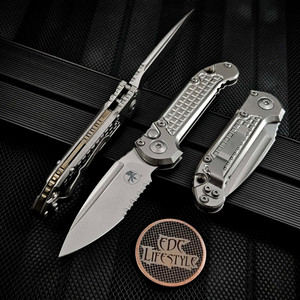 Microtech LUDT Titanium Frag S/E Stonewash Partial Serrated 1135-11FRMS4 Bronze Ti Accent