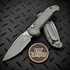 Microtech LUDT Titanium Slab Side Clip Point Apocalyptic 1135-11APMS1 Partial Serrated