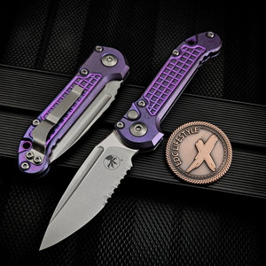 Microtech LUDT Purple Haze Titanium Frag S/E Stonewash Partial Serrated 1135-11FRMS5 Purple Ti Accent