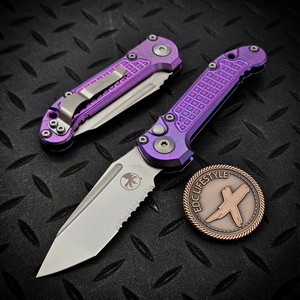 Microtech LUDT Purple Haze Titanium Frag T/E Stonewash Partial Serrated 1136-11FRMS5 Purple Ti Accent