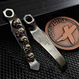 Steel Flame Bronze Vigilant Pile of Skulls Clip Microtech OTF
