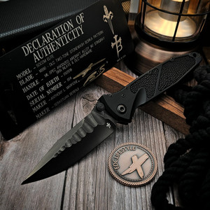 Marfione Custom Socom Manual Borka Clip Point DLC Stingray Inlay S/N 006 - Preowned