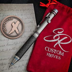 Sergey Rogovets Bolt Action Pen Titanium w/Carbon Fiber Rainbow Accents