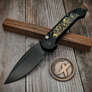 Microtech LUDT S/E DLC Gold Carbon Fiber Inlays 1135-1DLCTSAE S/N 184 - Preowned