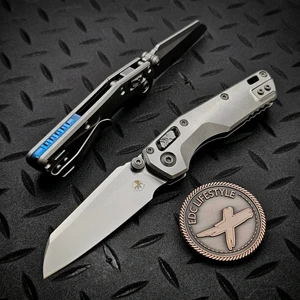 Microtech MSI Ram-Lok Mini Slab Side Titanium 3.10" Stonewash Blue Ti Accent Marfione Select 210M-10MS3  By Edc Lifestyle