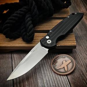 Pro-Tech TR-3 Black Grooves, 3.5" Satin Clip Point SHOT Show 2026