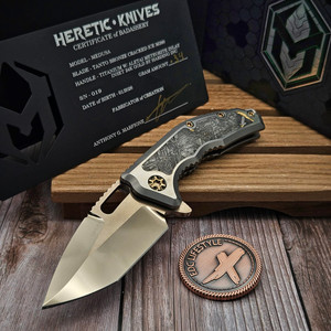 Heretic Custom Medusa Manual Titanium w/Aletai Meteorite Inlay Inset 24k Gold T/E Bronzed Cracked Ice