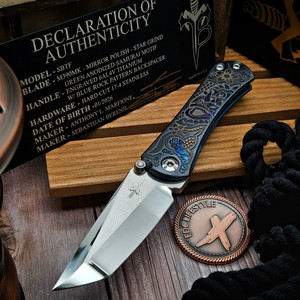 Marfione Custom Borka Blades Samurai SBTF Mirror Polished Titanium Folder Tanto