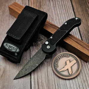 Microtech Knives Mini UMS Hand Ground Damasucs Ray Skin Inlays - Preowned