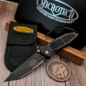 Microtech Knives Mini Socom Manual T/E Black Serrated Signature Series P/N 300042 S/N1579 - Preowned