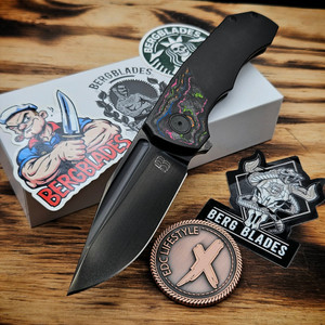 BergBlades Tick Titanium DLC Frame Lock Folder 80s Camo Carbon Inlays Clip Point 3.5" S90V DLC