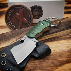 BergBlades Bottle Butcher Green Aluminum Handles, 1.25" 440C Sandblasted & Stonewashed