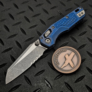 Microtech MSI Mini Antique Blue Titanium Apocalyptic 210M-11APMS2