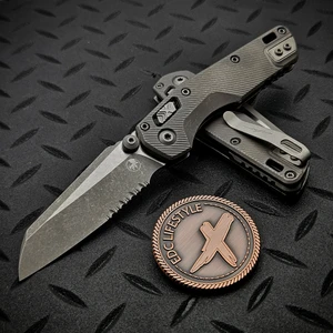 Microtech MSI Ram-Lok Mini Fluted Titanium 3.10" Apocalyptic Partial Serrated Marfione Select 210M-11APFLMS1 By Edc Lifestyle