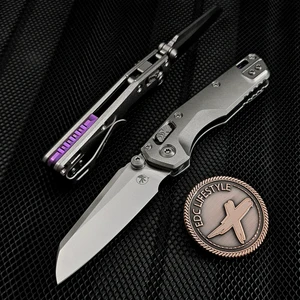Microtech MSI Ram-Lok Mini Slab Side Titanium 3.10" Stonewash Purple Accent Marfione Select 210M-10MS4 By Edc Lifestyle