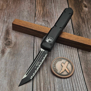 Microtech Black Tactical Ultratech T/E Full Serrated 123-3T S/N 242923 - Preowned