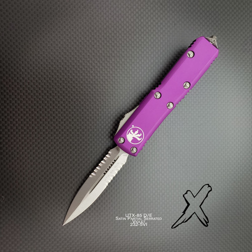 Microtech UTX-85 232-5 Violet Satin Double Edge Partial Serrated Microtech UTX-85 232-5 Violet Satin Double Edge Partial Serrated