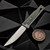 Reate Knives EXO Gravity Knife OD Green Micarta Titanium Bead Blast Handle, Elmax Stonewash Flats Satin Drop Point 3.75" Blade