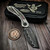 Keanison Knives Bull Terrier Titanium Handle 80s CamoCarbon Inlay 3.3" Vegas Forge Sharktooth Stainless Damascus #171