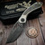 Keanison Knives Bull Terrier Titanium Handle 80s CamoCarbon Inlay 3.3" Vegas Forge Sharktooth Stainless Damascus #171
