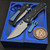 Chaves Knives Blue Label Black Knurled Redencion Street 3.13" Tanto Stonewash Blue Ti HW