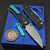 Chaves Knives Blue Label Black Knurled Sangre 229 3.75" Stonewash Wharncliffe Green Ti HW