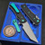 Chaves Knives Blue Label Black Knurled Liberation Street 3.38" Tanto Stonewash Green Ti HW